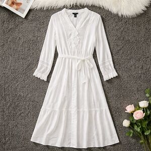 Cottagecore Vylette Brand Women's XL White Lace Trim Maxi Dress NWT